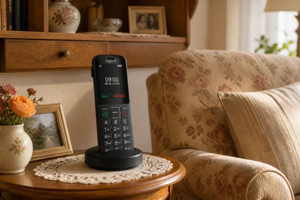 Schnurloses Telefon mit Ladestation zu Hause